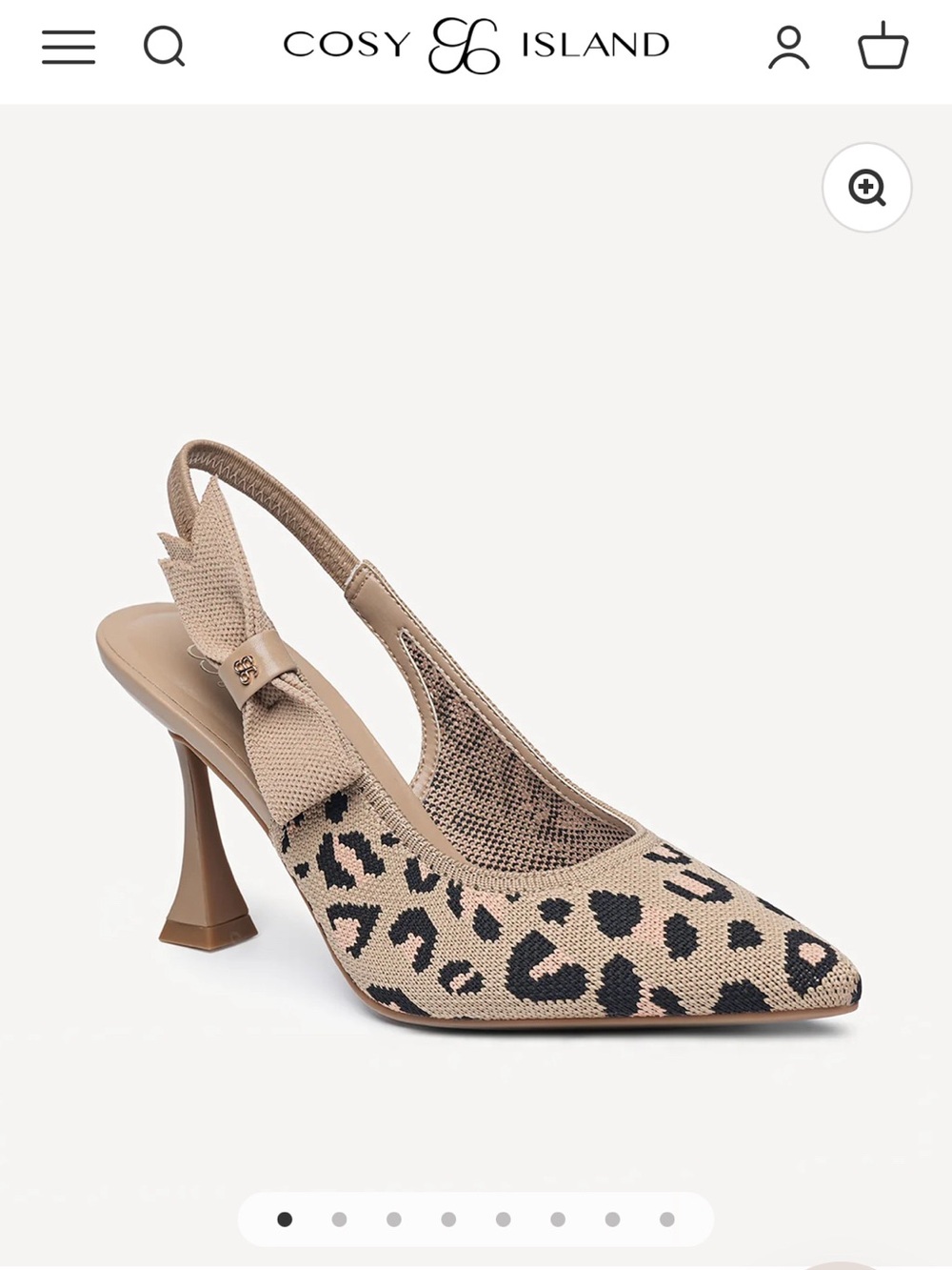 Leopard Knit Slingback Heels - Beige/Black - Picture 2 of 5